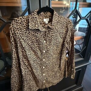 Jcrew Leopard Print Button-Up Shirt - Small